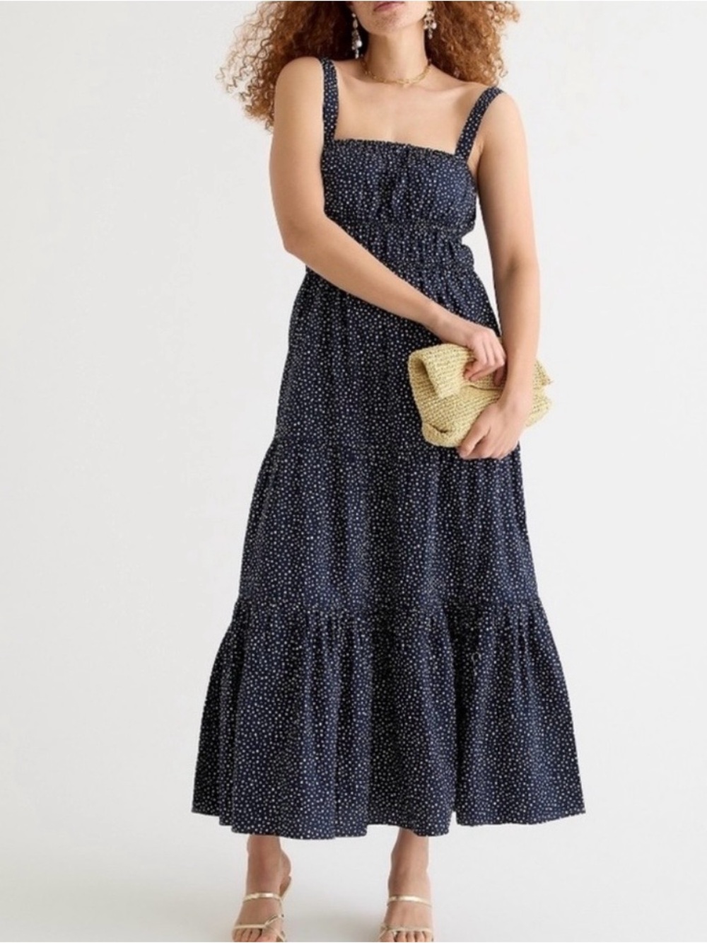 J. Crew Navy Blue Polka Dot Maxi Dress